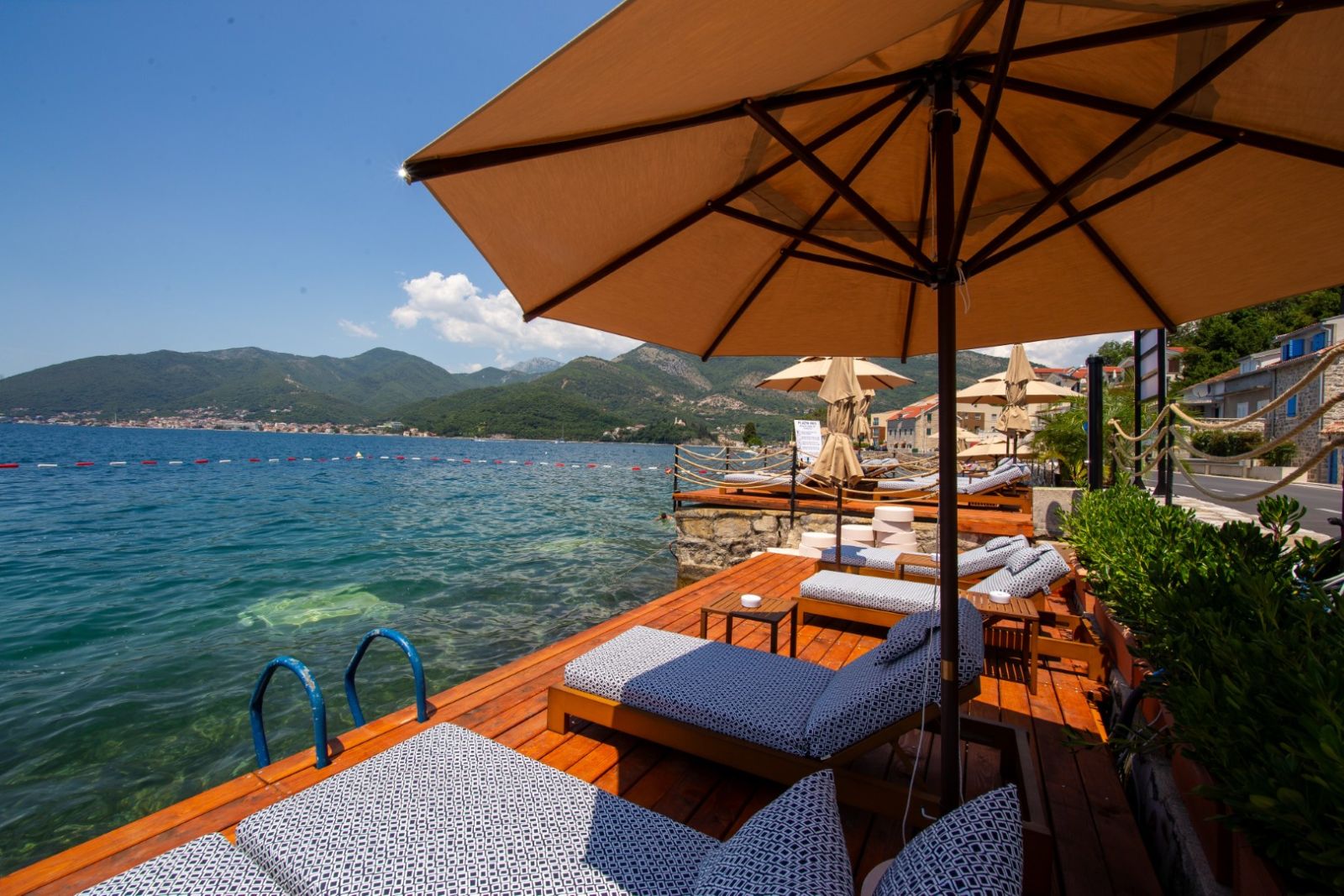 Sunbeds over the water